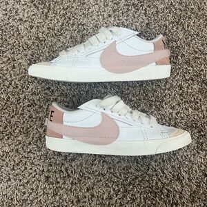 Nike White and Light Pink Low-Top Sneakers